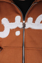 Brown Distressed Zip-Up & Sweatpants bundle