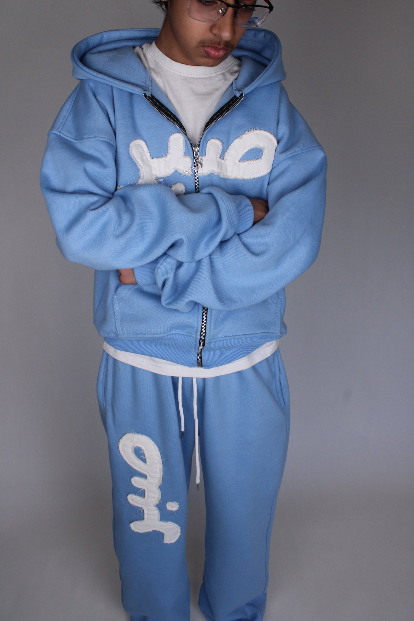 Baby Blue Distressed Sabr Hoodie
